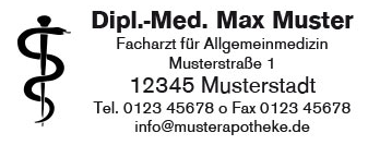 Colop Printer 40 Arztstempel Motiv Aesculapstab m. individuellem Text WEISS SCHWARZ